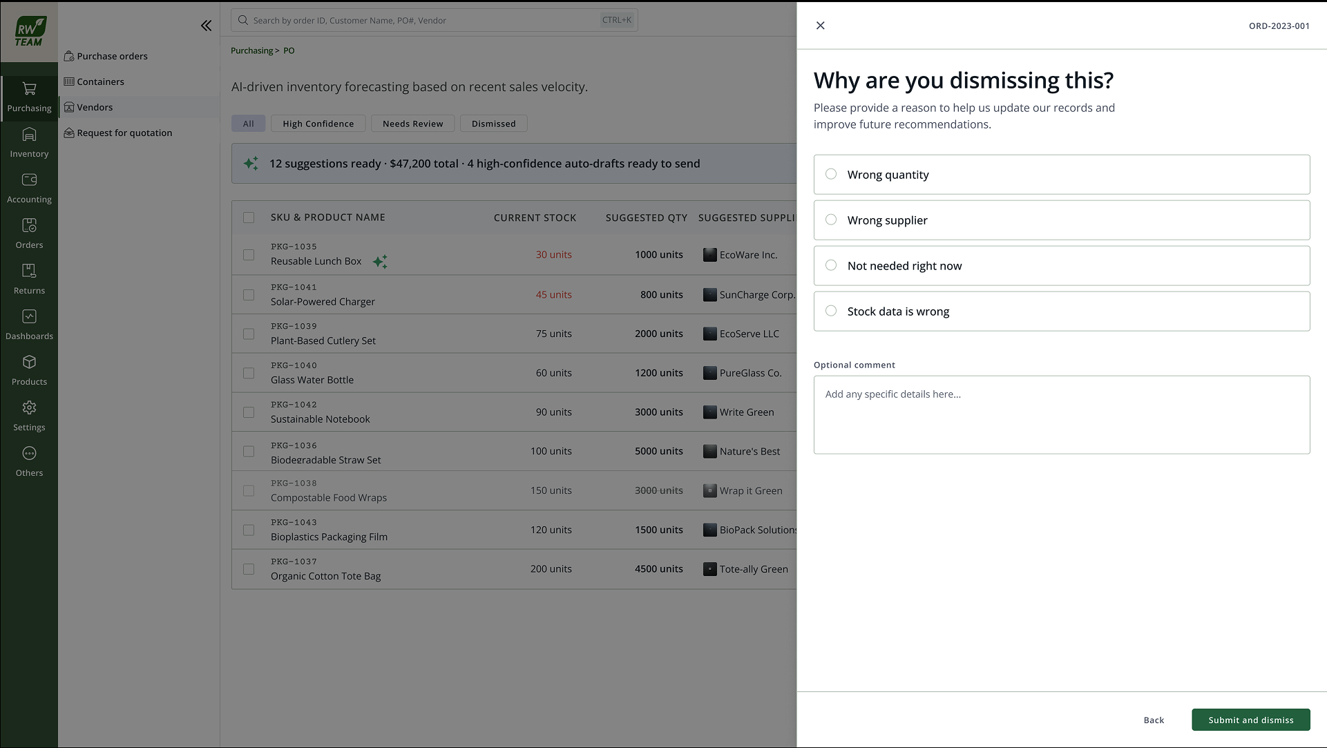 Dismiss dialog, why are you dismissing this, with structured reasons that feed back into the model